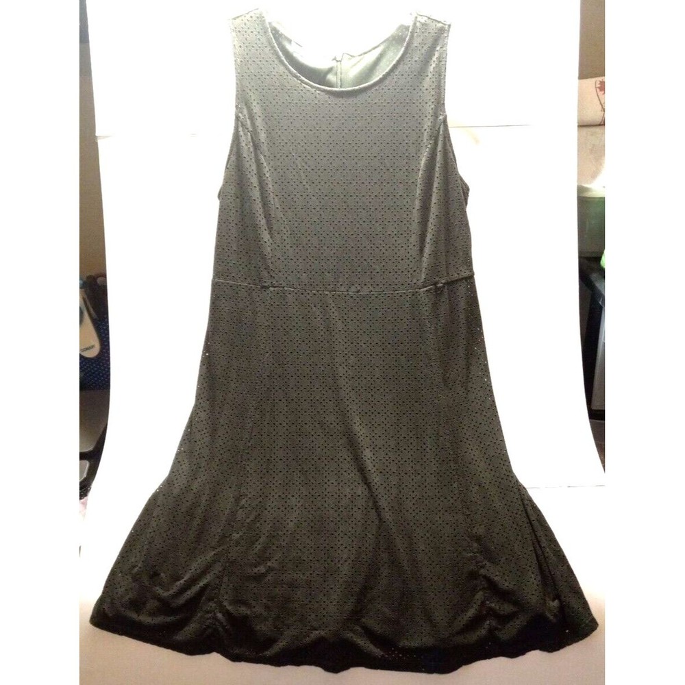 Maurices Size Large Eyelet Fit and Flare Midi Sleeveless Dress Underlay Olive